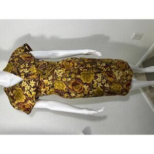 VTG 50s Floral Wiggle Dress S Retro Midcentury Pinup Hourglass Cocktail